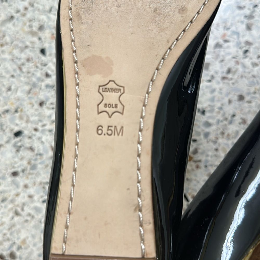 Tory Burch Black Peep Toe Flats with Gold Accent - Picture 6 of 7